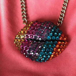 Betsey Johnson Rainbow Lips Necklace
